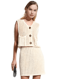 Thumbnail for Sleeveless Crop Sweater Vest Solid Loose Casual Sweater Vest Cable Knit Sweater Vest For Women -, Vests , Drestiny , Australia, Black, Brown, Canada, Cardigans, Dark Blue, Dark Brown, Green, L, Light Blue, M, Navy, New Zealand, Off White, Olive Green, Purple, Red, S, Sleeveless, Sweater Vests, Sweaters, United Kingdom, United States, Vests, White, Yellow , Drestiny , www.shopdrestiny.com