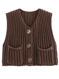 Thumbnail for Sleeveless Crop Sweater Vest Solid Loose Casual Sweater Vest Cable Knit Sweater Vest For Women -, Vests , Drestiny , Australia, Black, Brown, Canada, Cardigans, Dark Blue, Dark Brown, Green, L, Light Blue, M, Navy, New Zealand, Off White, Olive Green, Purple, Red, S, Sleeveless, Sweater Vests, Sweaters, United Kingdom, United States, Vests, White, Yellow , Drestiny , www.shopdrestiny.com