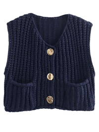 Thumbnail for Sleeveless Crop Sweater Vest Solid Loose Casual Sweater Vest Cable Knit Sweater Vest For Women -, Vests , Drestiny , Australia, Black, Brown, Canada, Cardigans, Dark Blue, Dark Brown, Green, L, Light Blue, M, Navy, New Zealand, Off White, Olive Green, Purple, Red, S, Sleeveless, Sweater Vests, Sweaters, United Kingdom, United States, Vests, White, Yellow , Drestiny , www.shopdrestiny.com
