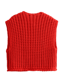 Thumbnail for Sleeveless Crop Sweater Vest Solid Loose Casual Sweater Vest Cable Knit Sweater Vest For Women -, Vests , Drestiny , Australia, Black, Brown, Canada, Cardigans, Dark Blue, Dark Brown, Green, L, Light Blue, M, Navy, New Zealand, Off White, Olive Green, Purple, Red, S, Sleeveless, Sweater Vests, Sweaters, United Kingdom, United States, Vests, White, Yellow , Drestiny , www.shopdrestiny.com