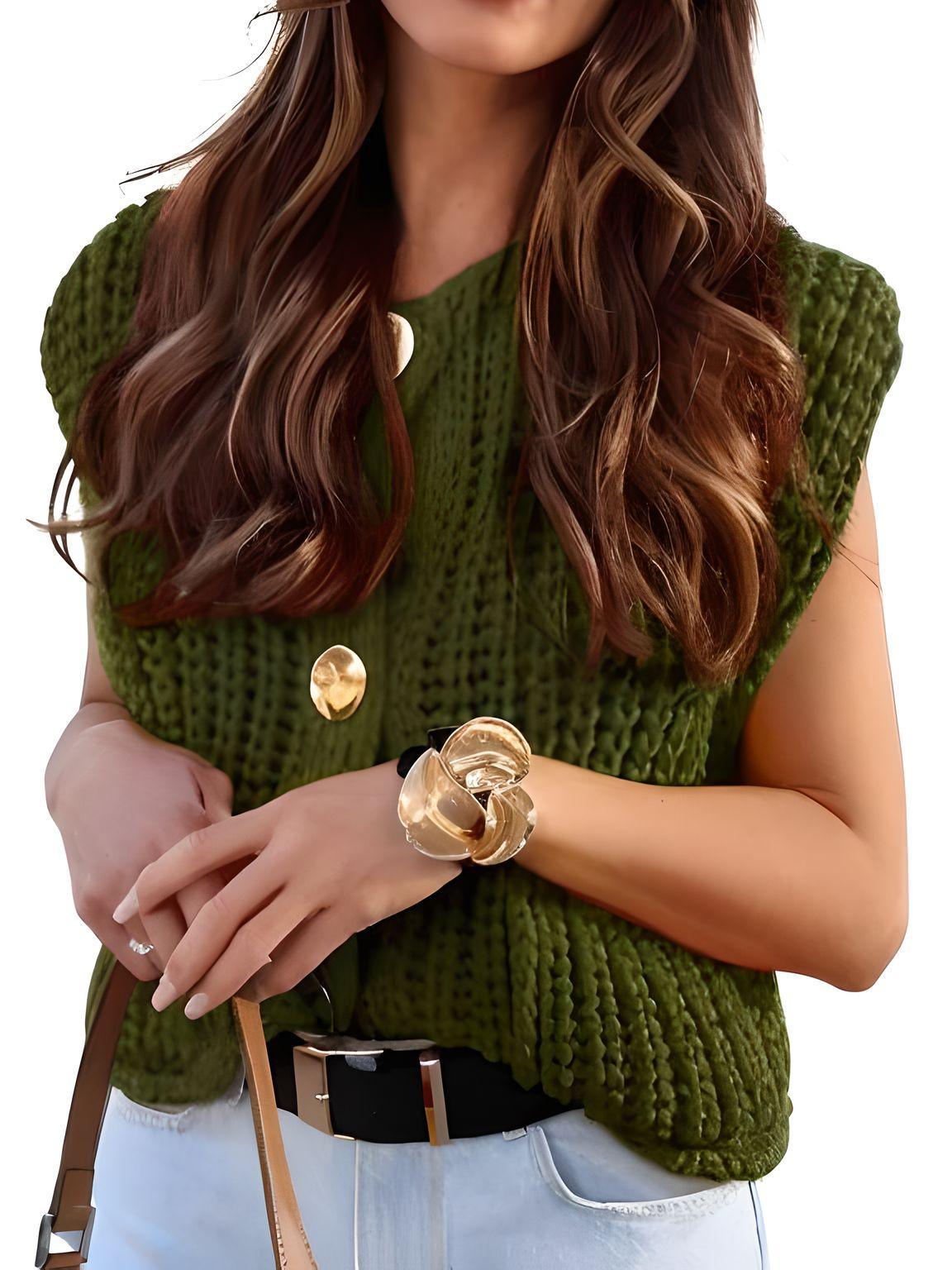 Sleeveless Crop Sweater Vest Solid Loose Casual Sweater Vest Cable Knit Sweater Vest For Women -, Vests , Drestiny , Australia, Black, Brown, Canada, Cardigans, Dark Blue, Dark Brown, Green, L, Light Blue, M, Navy, New Zealand, Off White, Olive Green, Purple, Red, S, Sleeveless, Sweater Vests, Sweaters, United Kingdom, United States, Vests, White, Yellow , Drestiny , www.shopdrestiny.com