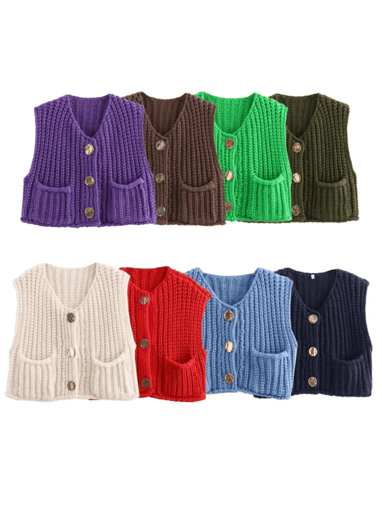 Sleeveless Crop Sweater Vest Solid Loose Casual Sweater Vest Cable Knit Sweater Vest For Women -, Vests , Drestiny , Australia, Black, Brown, Canada, Cardigans, Dark Blue, Dark Brown, Green, L, Light Blue, M, Navy, New Zealand, Off White, Olive Green, Purple, Red, S, Sleeveless, Sweater Vests, Sweaters, United Kingdom, United States, Vests, White, Yellow , Drestiny , www.shopdrestiny.com