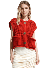Thumbnail for Sleeveless Crop Sweater Vest Solid Loose Casual Sweater Vest Cable Knit Sweater Vest For Women -, Vests , Drestiny , Australia, Black, Brown, Canada, Cardigans, Dark Blue, Dark Brown, Green, L, Light Blue, M, Navy, New Zealand, Off White, Olive Green, Purple, Red, S, Sleeveless, Sweater Vests, Sweaters, United Kingdom, United States, Vests, White, Yellow , Drestiny , www.shopdrestiny.com