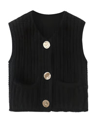 Thumbnail for Sleeveless Crop Sweater Vest Solid Loose Casual Sweater Vest Cable Knit Sweater Vest For Women -, Vests , Drestiny , Australia, Black, Brown, Canada, Cardigans, Dark Blue, Dark Brown, Green, L, Light Blue, M, Navy, New Zealand, Off White, Olive Green, Purple, Red, S, Sleeveless, Sweater Vests, Sweaters, United Kingdom, United States, Vests, White, Yellow , Drestiny , www.shopdrestiny.com