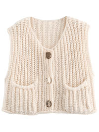 Thumbnail for Sleeveless Crop Sweater Vest Solid Loose Casual Sweater Vest Cable Knit Sweater Vest For Women -, Vests , Drestiny , Australia, Black, Brown, Canada, Cardigans, Dark Blue, Dark Brown, Green, L, Light Blue, M, Navy, New Zealand, Off White, Olive Green, Purple, Red, S, Sleeveless, Sweater Vests, Sweaters, United Kingdom, United States, Vests, White, Yellow , Drestiny , www.shopdrestiny.com