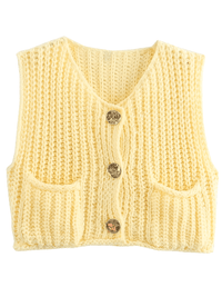 Thumbnail for Sleeveless Crop Sweater Vest Solid Loose Casual Sweater Vest Cable Knit Sweater Vest For Women -, Vests , Drestiny , Australia, Black, Brown, Canada, Cardigans, Dark Blue, Dark Brown, Green, L, Light Blue, M, Navy, New Zealand, Off White, Olive Green, Purple, Red, S, Sleeveless, Sweater Vests, Sweaters, United Kingdom, United States, Vests, White, Yellow , Drestiny , www.shopdrestiny.com