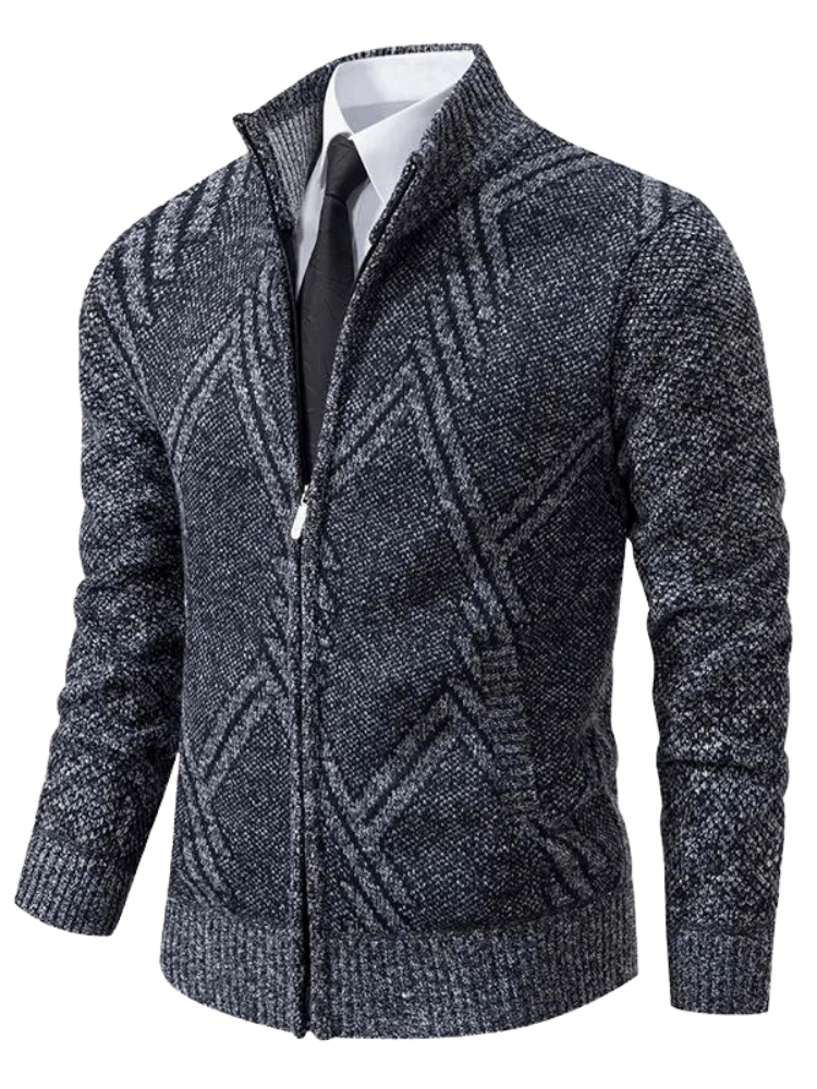 Smart Stand Collar Zipper Dark Grey Sweater Coats For Men