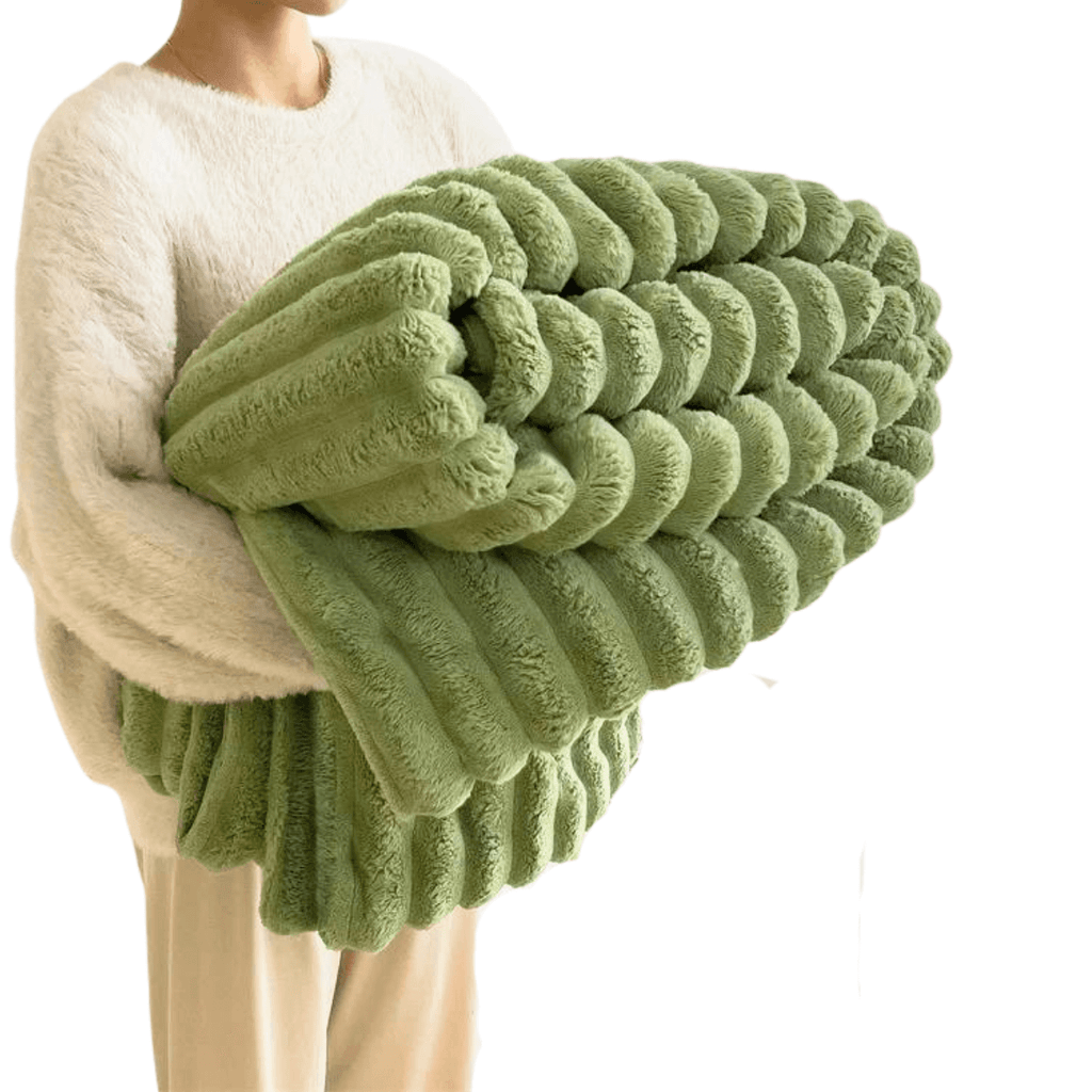 Soft Coral Fleece Avocado Green Blanket - Feels Like Rabbit Fur!