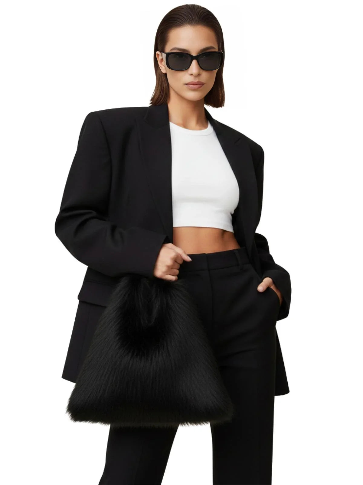 Soft Plush Women's Faux-Fur Shoulder Bag Luxury Ladies Underarm Bags Large Capacity Y2k Hot Girls Furry Handbags