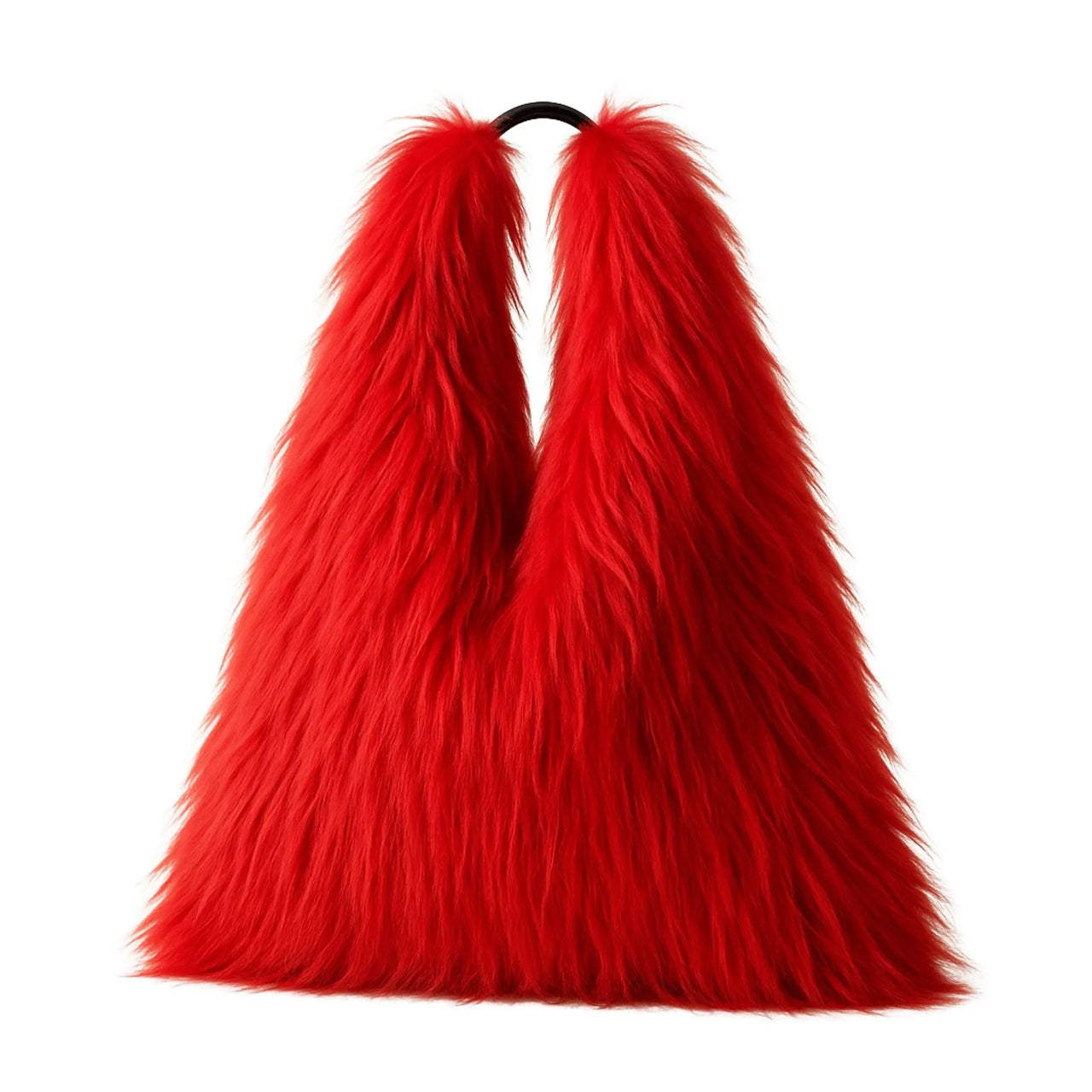 Red fluffy bag on a white background