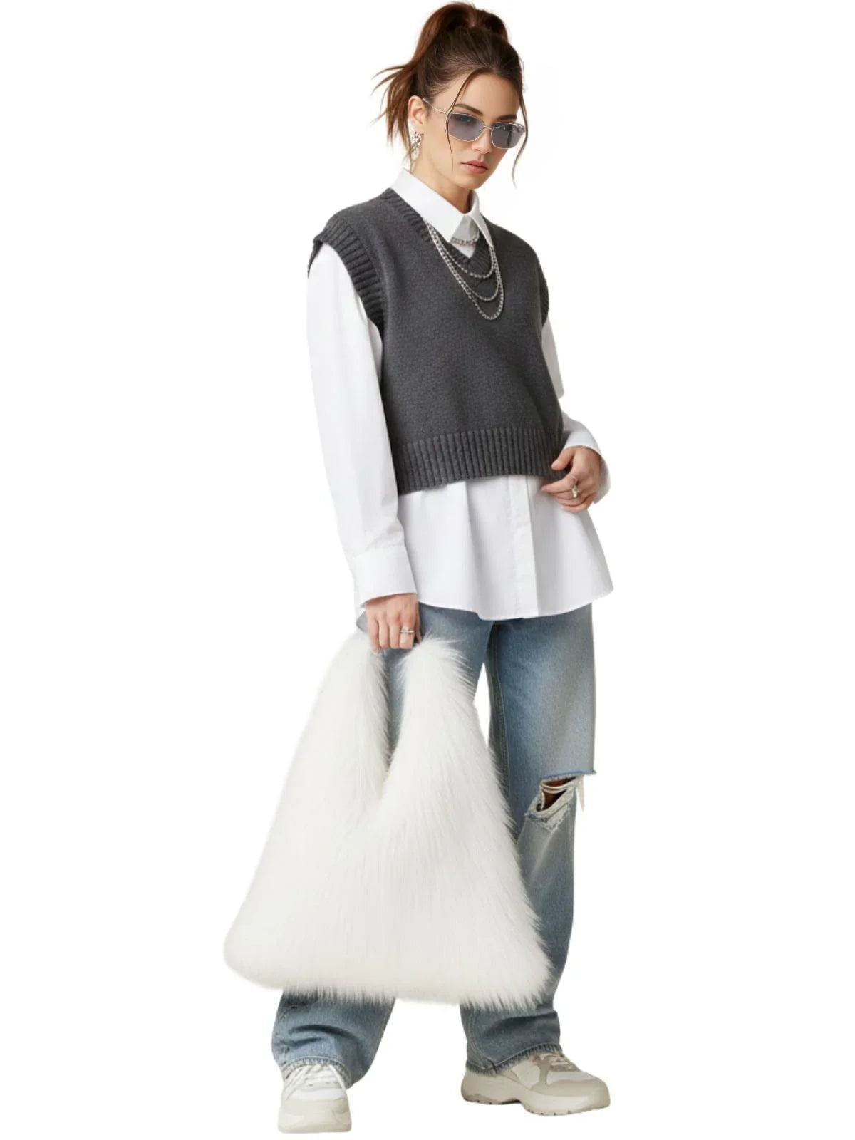 Soft Plush Women's Faux-Fur Shoulder Bag Luxury Ladies Underarm Bags Large Capacity Y2k Hot Girls Furry Handbags