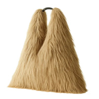 Thumbnail for Brown Khaki Fluffy Bag against a white background