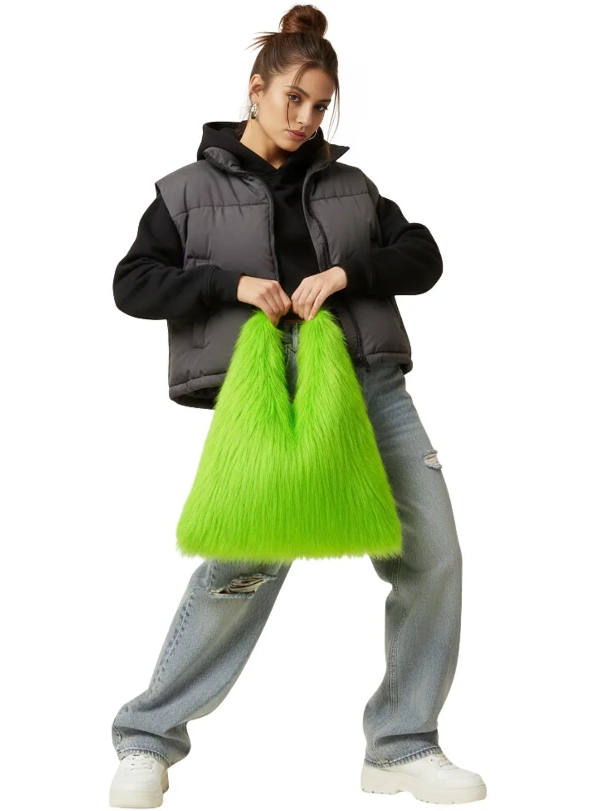 Soft Plush Women's Faux-Fur Shoulder Bag Luxury Ladies Underarm Bags Large Capacity Y2k Hot Girls Furry Handbags