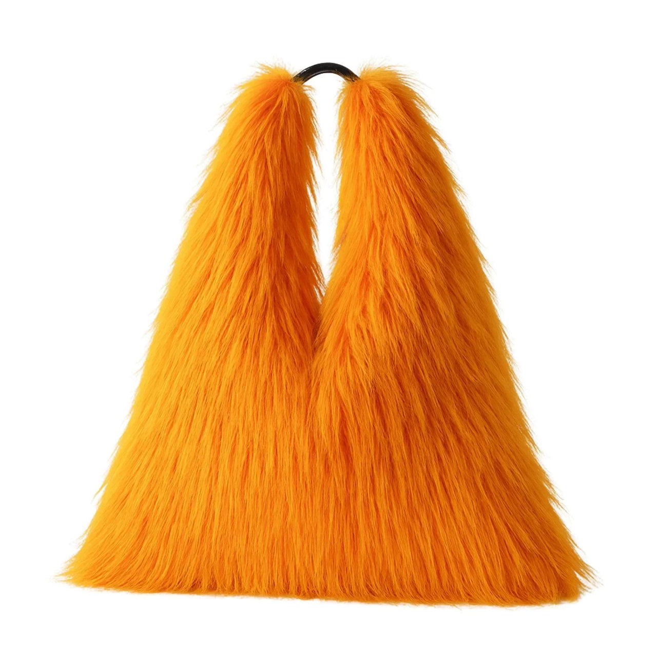 Orange fluffy bag on a white background