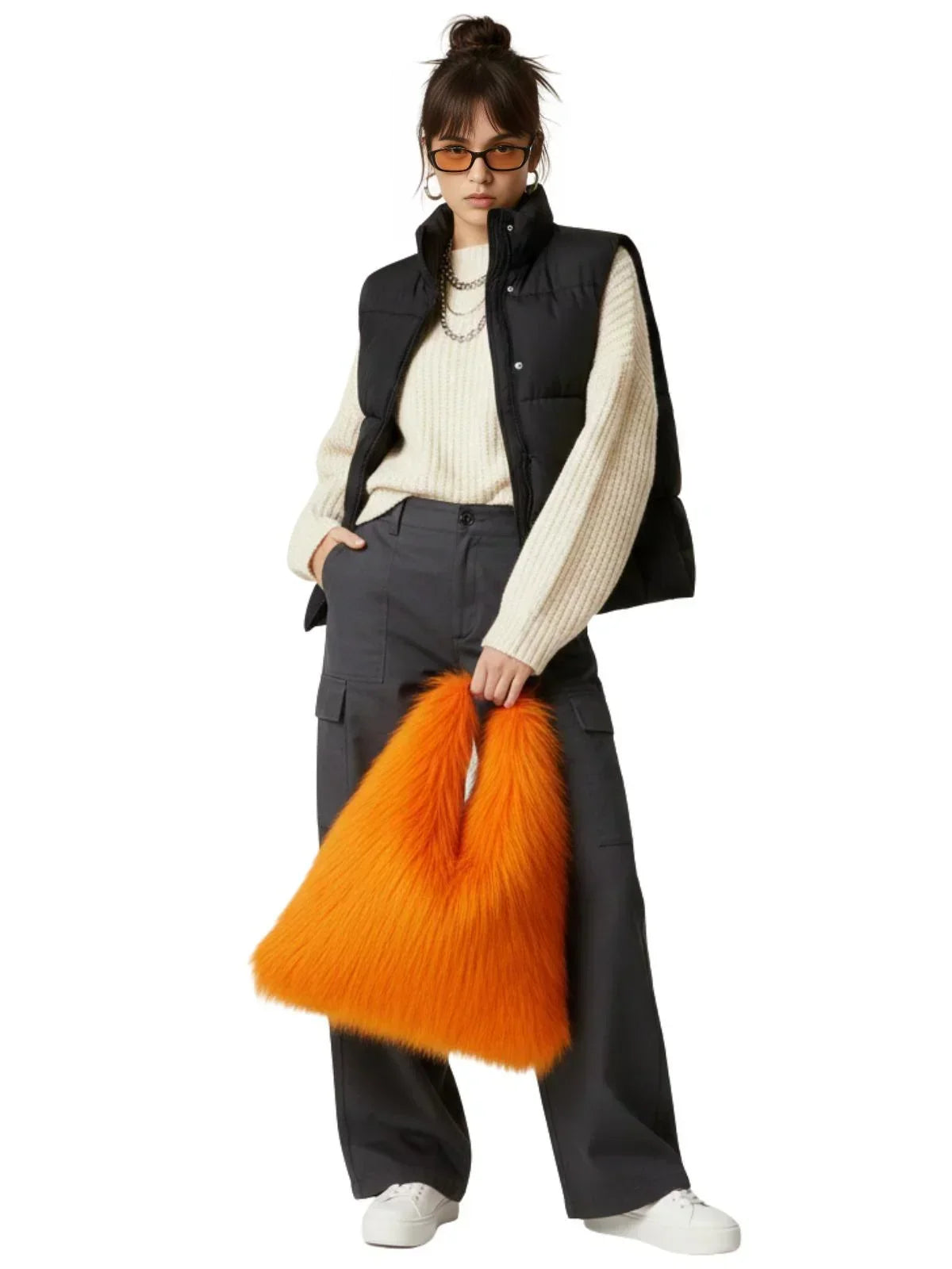 Soft Plush Women's Faux-Fur Shoulder Bag Luxury Ladies Underarm Bags Large Capacity Y2k Hot Girls Furry Handbags