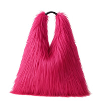 Thumbnail for Pink fluffy bag with a black handle on a white background