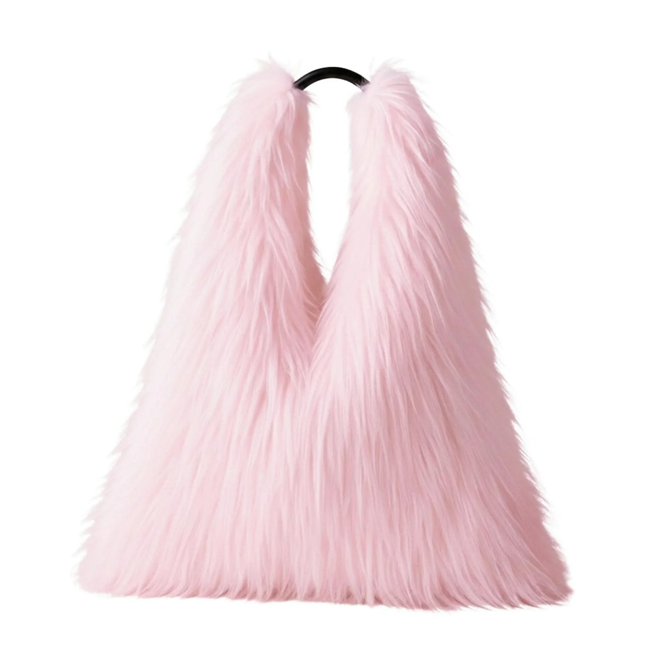 Pink fur bag on a white background