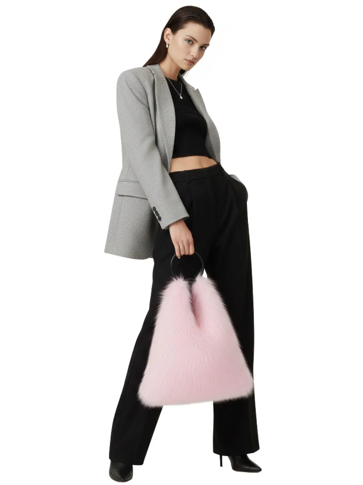 Soft Plush Women's Faux-Fur Shoulder Bag Luxury Ladies Underarm Bags Large Capacity Y2k Hot Girls Furry Handbags