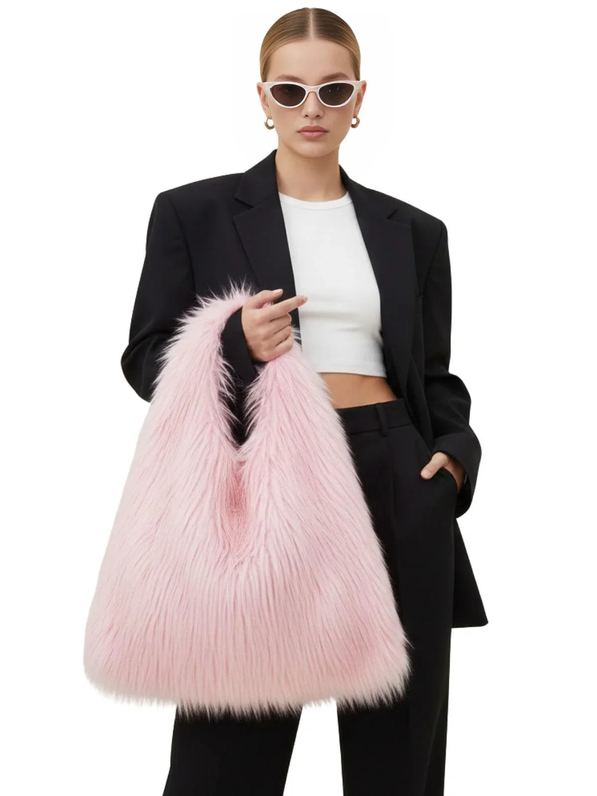 Soft Plush Women's Faux-Fur Shoulder Bag Luxury Ladies Underarm Bags Large Capacity Y2k Hot Girls Furry Handbags