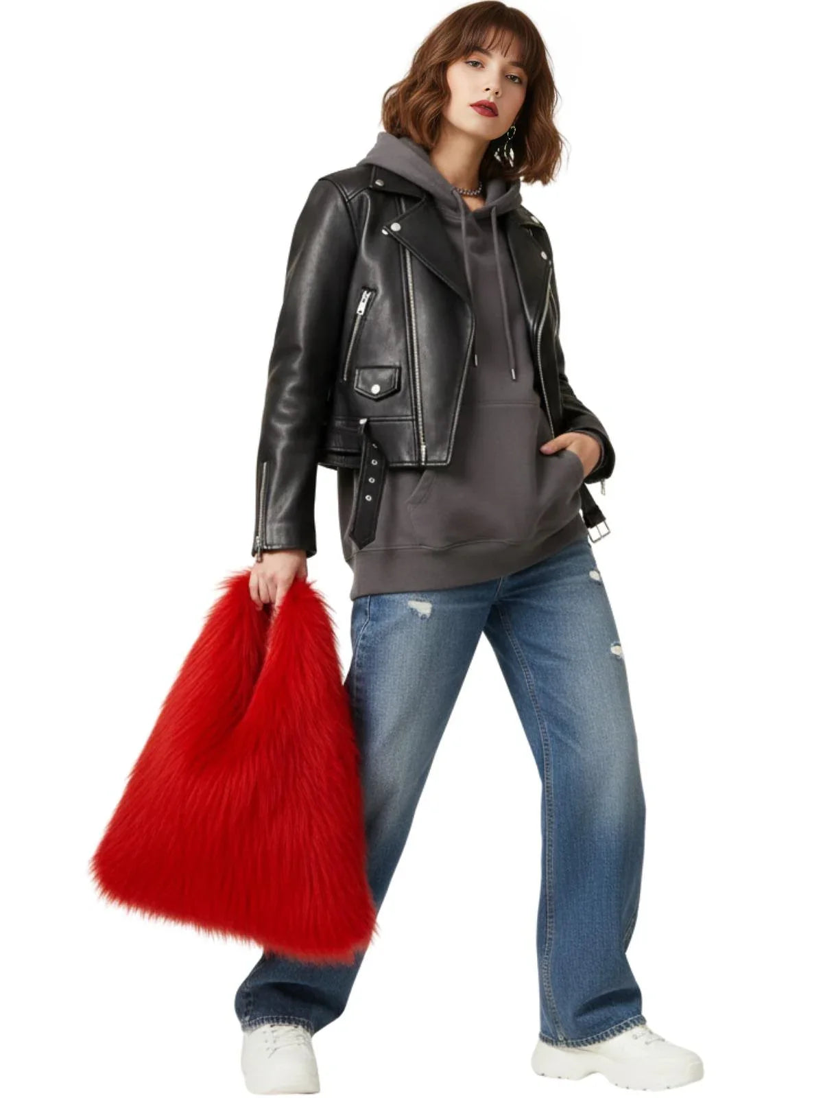 Soft Plush Women's Faux-Fur Shoulder Bag Luxury Ladies Underarm Bags Large Capacity Y2k Hot Girls Furry Handbags