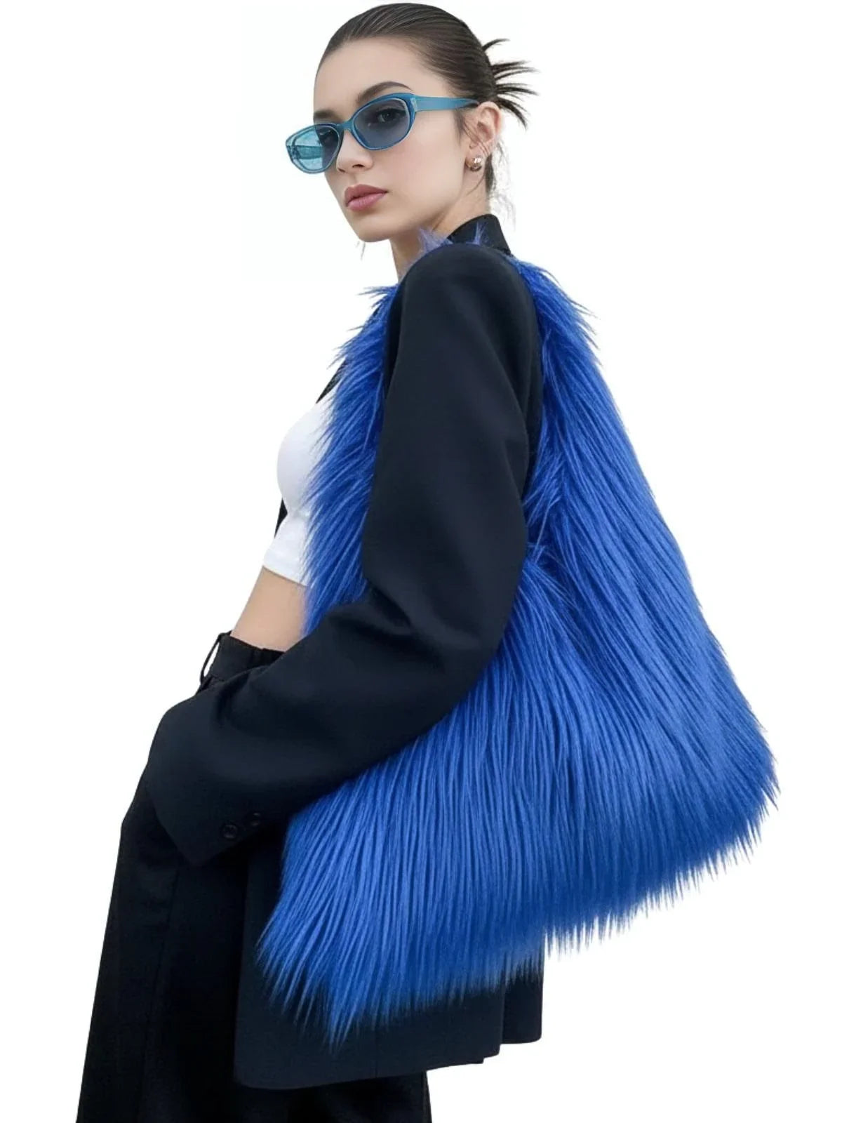 Soft Plush Women's Faux-Fur Shoulder Bag Luxury Ladies Underarm Bags Large Capacity Y2k Hot Girls Furry Handbags