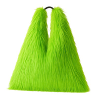 Thumbnail for Neon green fluffy bag against a white background