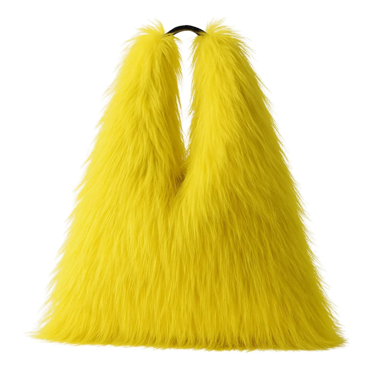 Yellow fluffy bag on a white background