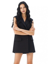 Thumbnail for Solid Casual Loose Black Back Bow Dress For Women Notched Collar Sleeveless High Waist Backless Spliced Bow Dress Fashion New, Drestiny, Mini Dresses, Black Mini Dress, Black Dress, Sleeveless Dress, Sleeveless, S, M, L, FR, Black, United States, Australia, New Zealand, United Kingdom, shopdrestiny.com