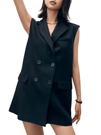 Thumbnail for Solid Casual Loose Black Back Bow Dress For Women Notched Collar Sleeveless High Waist Backless Spliced Bow Dress Fashion New, Drestiny, Mini Dresses, Black Mini Dress, Black Dress, Sleeveless Dress, Sleeveless, S, M, L, FR, Black, United States, Australia, New Zealand, United Kingdom, shopdrestiny.com
