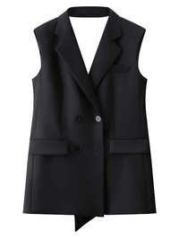 Thumbnail for Solid Casual Loose Black Back Bow Dress For Women Notched Collar Sleeveless High Waist Backless Spliced Bow Dress Fashion New, Drestiny, Mini Dresses, Black Mini Dress, Black Dress, Sleeveless Dress, Sleeveless, S, M, L, FR, Black, United States, Australia, New Zealand, United Kingdom, shopdrestiny.com