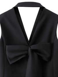 Thumbnail for Solid Casual Loose Black Back Bow Dress For Women Notched Collar Sleeveless High Waist Backless Spliced Bow Dress Fashion New, Drestiny, Mini Dresses, Black Mini Dress, Black Dress, Sleeveless Dress, Sleeveless, S, M, L, FR, Black, United States, Australia, New Zealand, United Kingdom, shopdrestiny.com