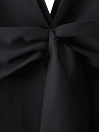 Thumbnail for Solid Casual Loose Black Back Bow Dress For Women Notched Collar Sleeveless High Waist Backless Spliced Bow Dress Fashion New
