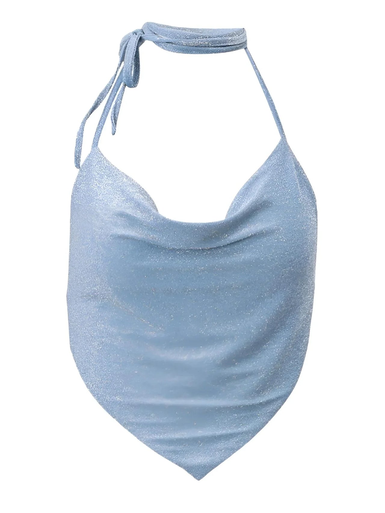 Women's Sparkle Halter Bandana Top Aesthetic Backless Crop, Drestiny, Crop Tops, Tank Tops, Sleeveless, Casual Shirts, United States, USA, Gender_Women, Canada, Australia, New Zealand, United Kingdom, UK, Blue, S, M, L, Sparkly halter top, Bandana style top women's, Sequin halter top, Festival halter top, Cute going out tops, Sparkle bandana top, Halter neck crop top, Glitter halter top, Party tops for women, Bandana tops UK, shopdrestiny.com