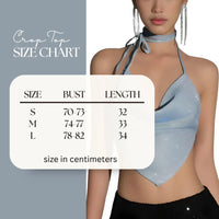 Thumbnail for Women's Sparkle Halter Bandana Top Aesthetic Backless Crop, Drestiny, Crop Tops, Tank Tops, Sleeveless, Casual Shirts, United States, USA, Gender_Women, Canada, Australia, New Zealand, United Kingdom, UK, Blue, S, M, L, Sparkly halter top, Bandana style top women's, Sequin halter top, Festival halter top, Cute going out tops, Sparkle bandana top, Halter neck crop top, Glitter halter top, Party tops for women, Bandana tops UK, shopdrestiny.com