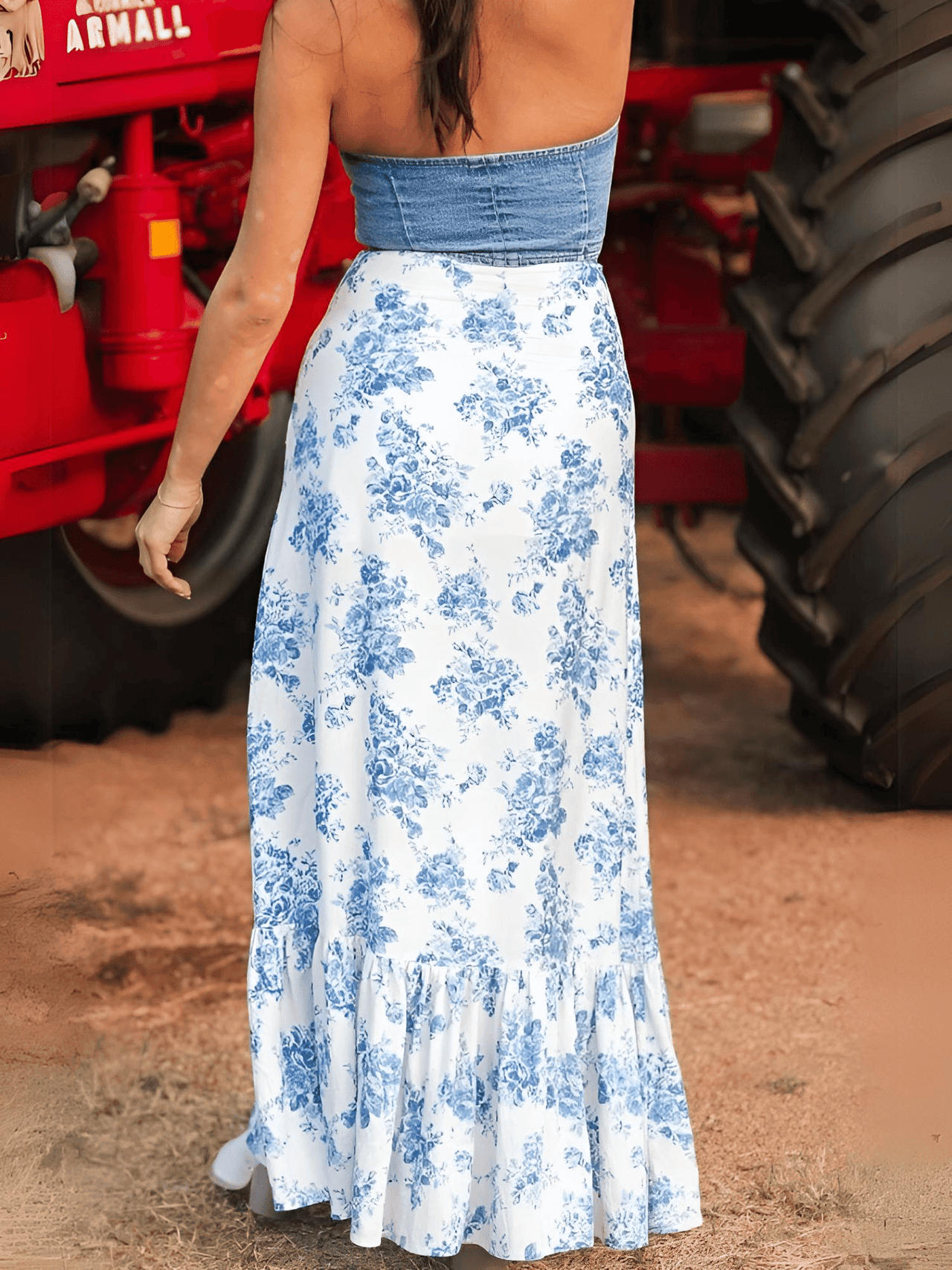 Split Asymmetrical Ruffled Skirt, Drestiny, Light Blue, Skirts, Maxi Skirts, S, M, L, XL, 4, 6, 8, 10, 12, 14, 16, United States, USA, Split asymmetrical ruffled skirt, Asymmetrical ruffle skirt, Split ruffle skirt, Ruffled asymmetrical maxi skirt, shopdrestiny.com