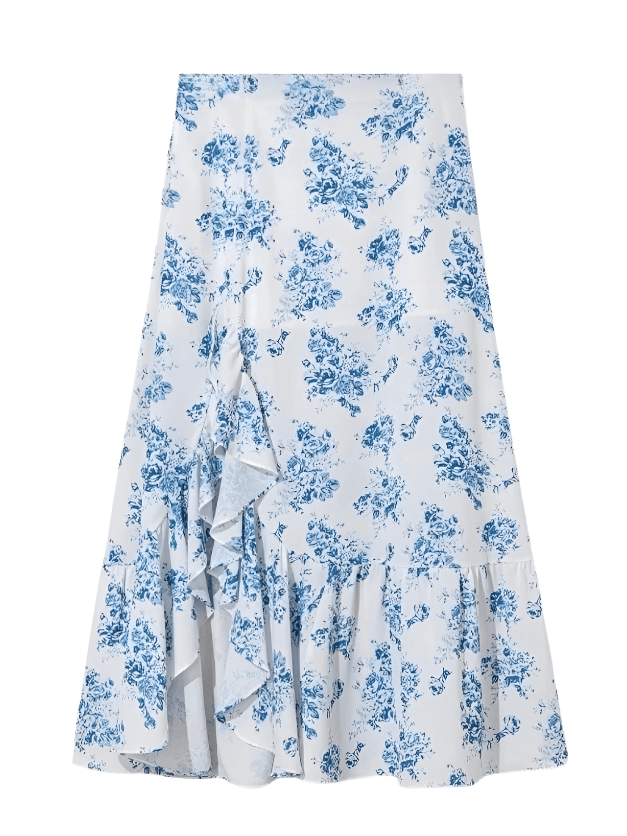 Split Asymmetrical Ruffled Skirt, Drestiny, Light Blue, Skirts, Maxi Skirts, S, M, L, XL, 4, 6, 8, 10, 12, 14, 16, United States, USA, Split asymmetrical ruffled skirt, Asymmetrical ruffle skirt, Split ruffle skirt, Ruffled asymmetrical maxi skirt, shopdrestiny.com
