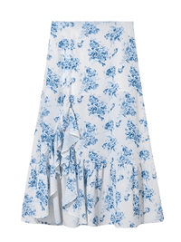 Thumbnail for Split Asymmetrical Ruffled Skirt, Drestiny, Light Blue, Skirts, Maxi Skirts, S, M, L, XL, 4, 6, 8, 10, 12, 14, 16, United States, USA, Split asymmetrical ruffled skirt, Asymmetrical ruffle skirt, Split ruffle skirt, Ruffled asymmetrical maxi skirt, shopdrestiny.com