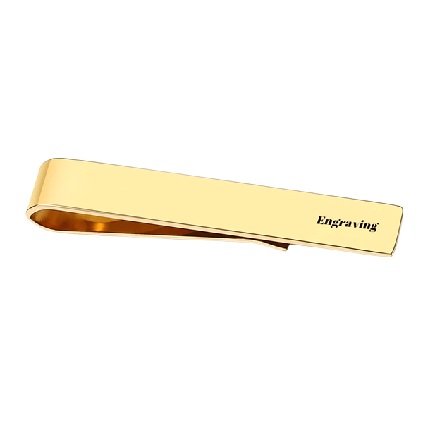 Stainless Steel Gold Colored Tie Clip - Includes Free Engraving!