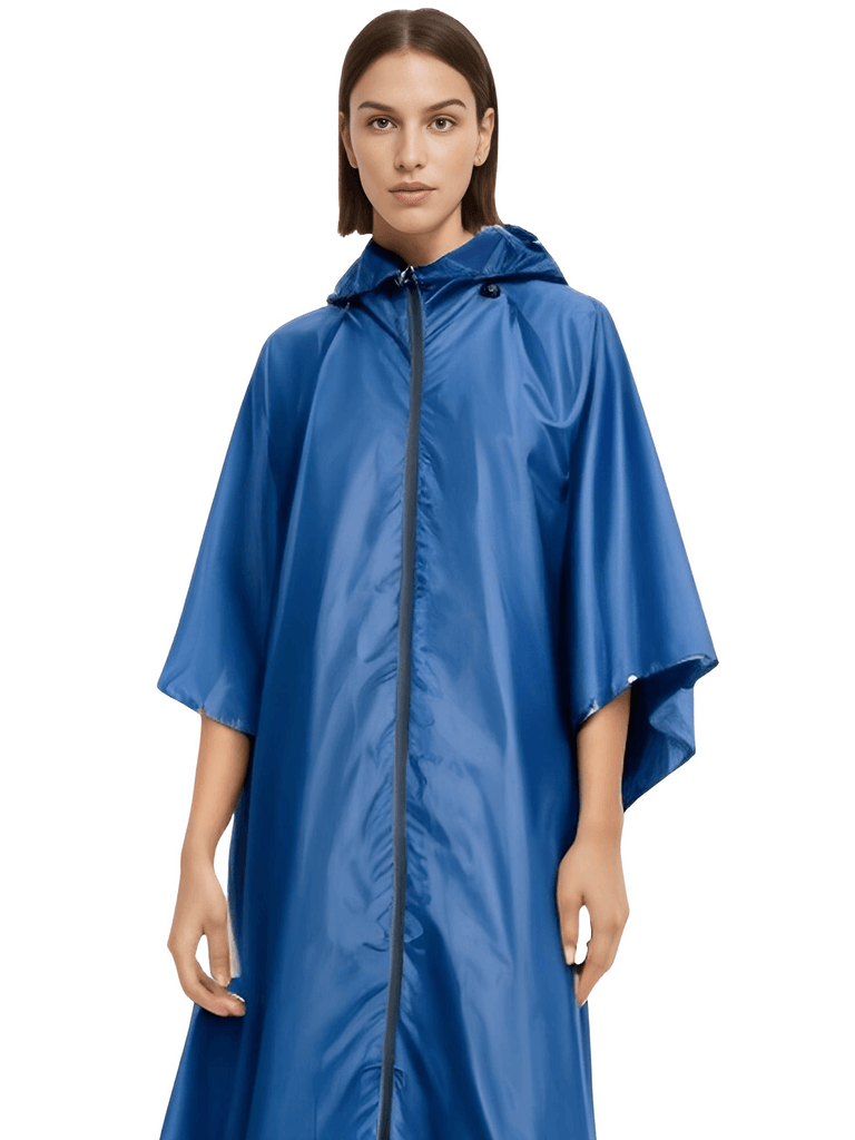 Stay dry in style with the Women's Blue Hooded Raincoat Waterproof Poncho. Shop at Drestiny and enjoy free shipping, plus we'll cover the tax! Don't miss out on this limited time offer to save up to 50%. As seen on FOX, NBC, and CBS.