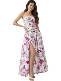 Thumbnail for Strapless Long Bubble Dress Printed Split Design Women's Sleeveless Backless High Waist Patchwork Folds Dresses Evening Party, Maxi Dresses, Strapless, Sleeveless, Off Shoulder, XS, S, M, L, XL, United States, USA, Canada, Australia, New Zealand, United Kingdom, UK, Floral Maxi Dresses, Strapless Long Bubble Dress, Bubble Hem Maxi Dress, Strapless Puffball Dress, Bubble Dress Formal, shopdrestiny.com