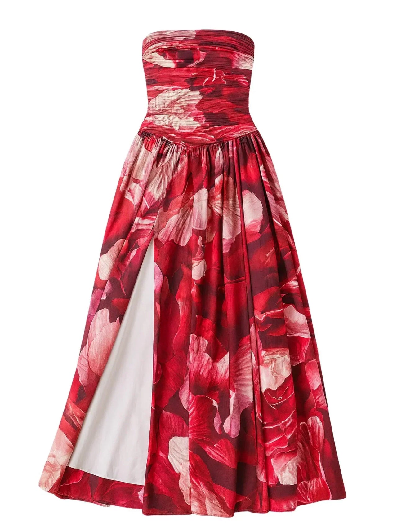 Strapless Long Bubble Dress Printed Split Design Women's Sleeveless Backless High Waist Patchwork Folds Dresses Evening Party, Maxi Dresses, Strapless, Sleeveless, Off Shoulder, XS, S, M, L, XL, United States, USA, Canada, Australia, New Zealand, United Kingdom, UK, Floral Maxi Dresses, Strapless Long Bubble Dress, Bubble Hem Maxi Dress, Strapless Puffball Dress, Bubble Dress Formal, shopdrestiny.com