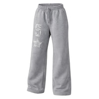 Thumbnail for Grey sweatpants with number 5 and star design on a white background