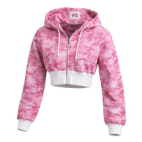 Thumbnail for Pink hoodie with white accents on a white background
