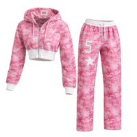 Thumbnail for Pink hoodie and pantsuit set on a white background