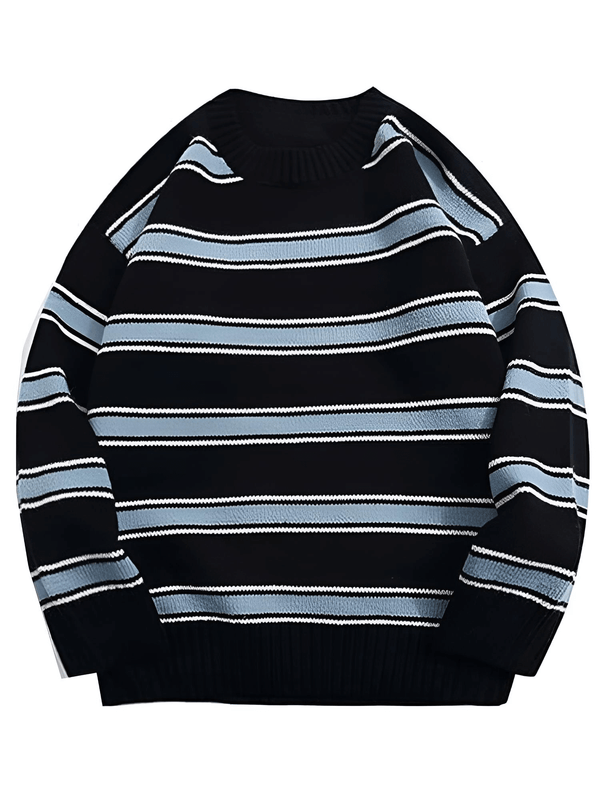 Striped Oversized Black Sweater For Men