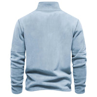 Thumbnail for Light blue half-zip sweater on a white background