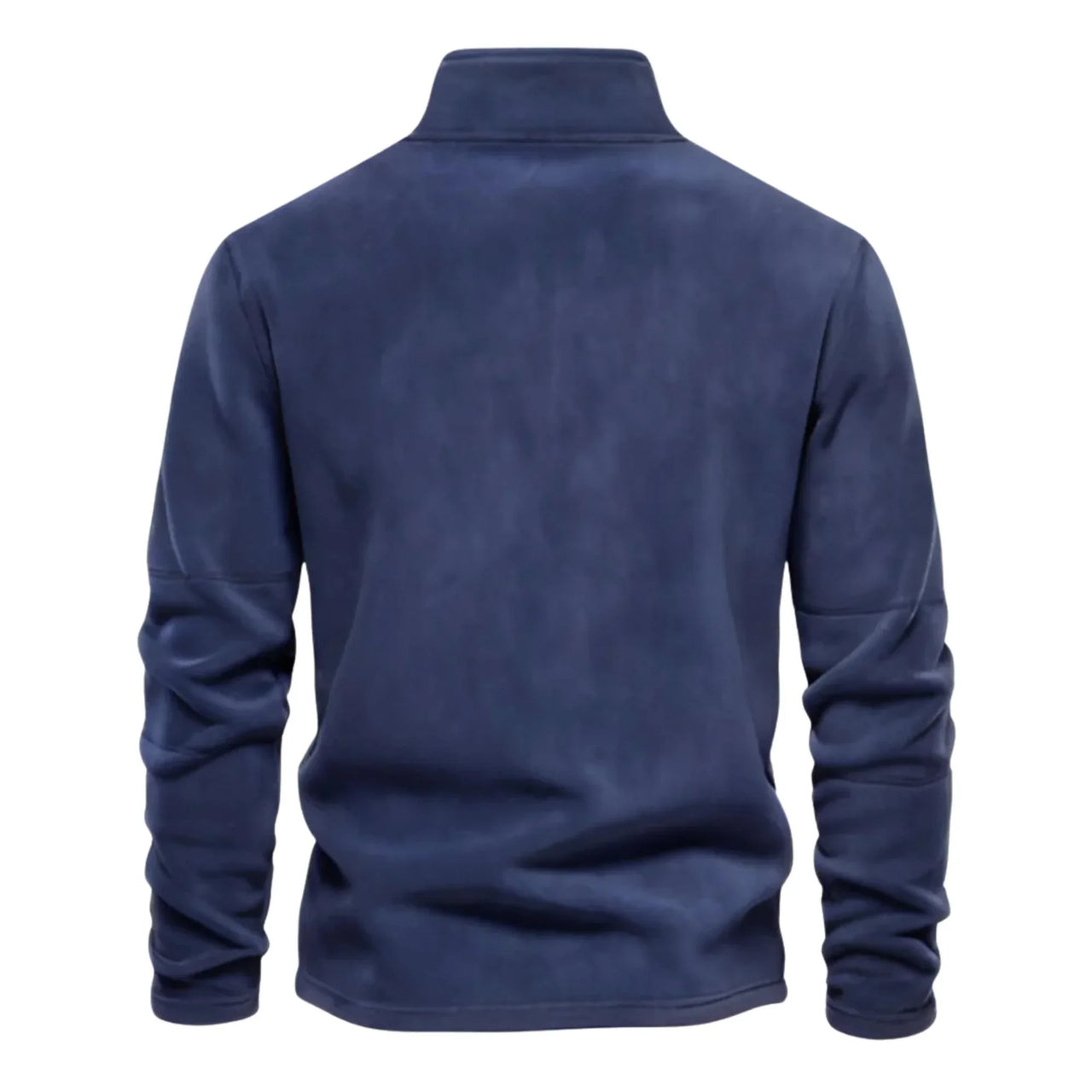 navy blue fleece pullover on a white background