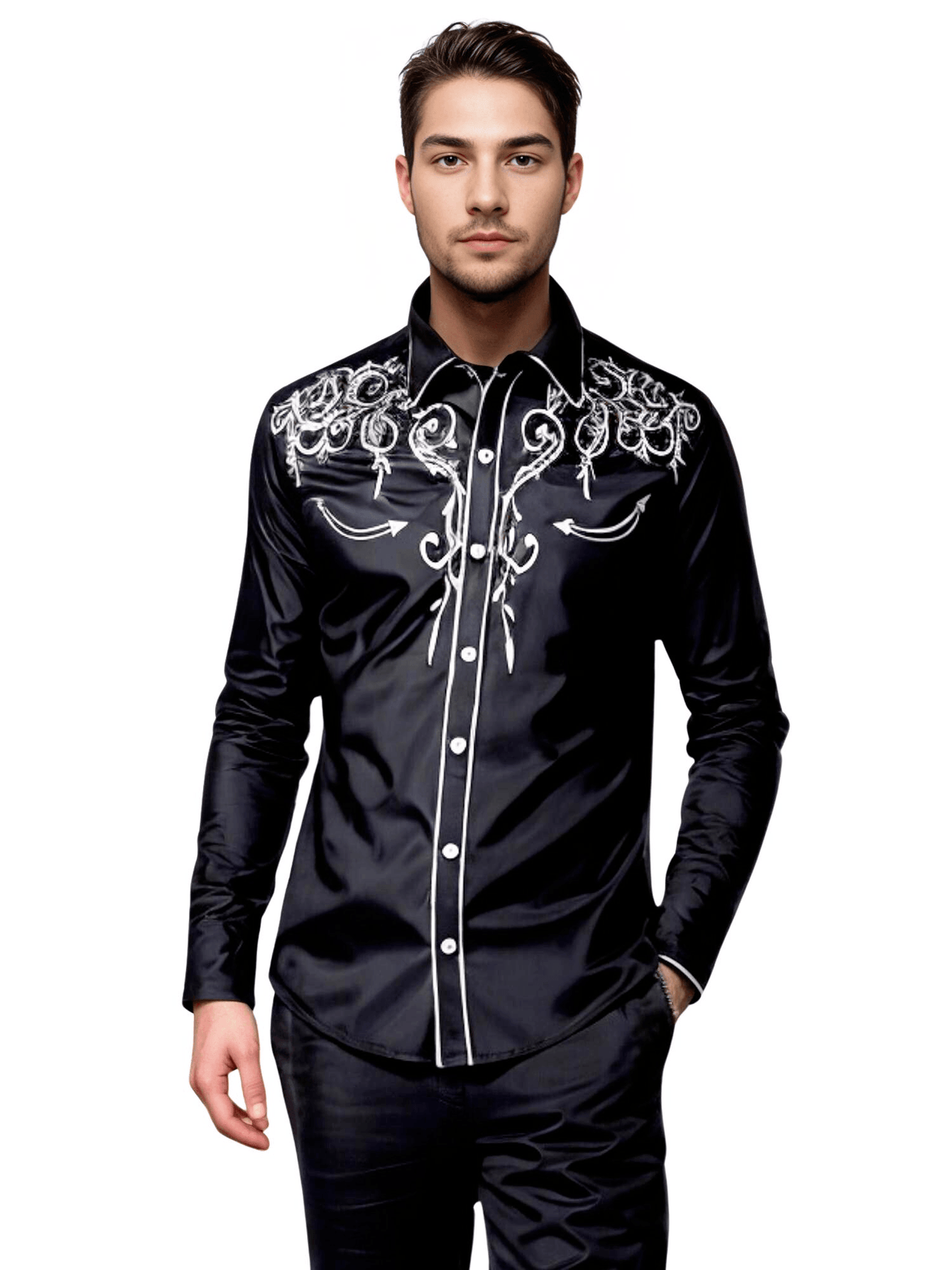 Stylish Men's Western Cowboy Shirt -, Shirts & Tops , Drestiny , Australia, Black, Canada, Casual Shirts, Dark Blue, Dress Shirts, L, Long Sleeves, M, New Zealand, Red, S, United Kingdom, United States, White, XL, XXL , Drestiny , www.shopdrestiny.com