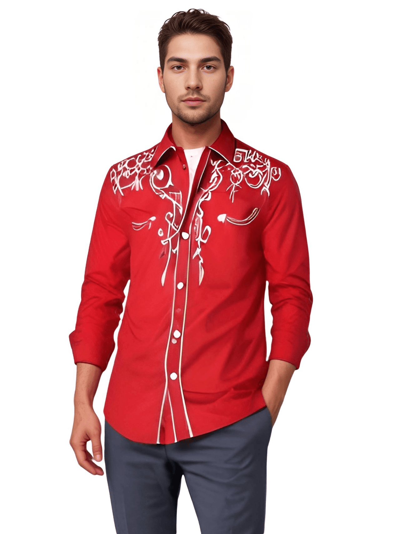 Stylish Western Cowboy Shirt Men -, Shirts & Tops , Drestiny , Australia, Black, Canada, Casual Shirts, Dark Blue, Dress Shirts, L, Long Sleeves, M, New Zealand, Red, S, United Kingdom, United States, White, XL, XXL , Drestiny , www.shopdrestiny.com
