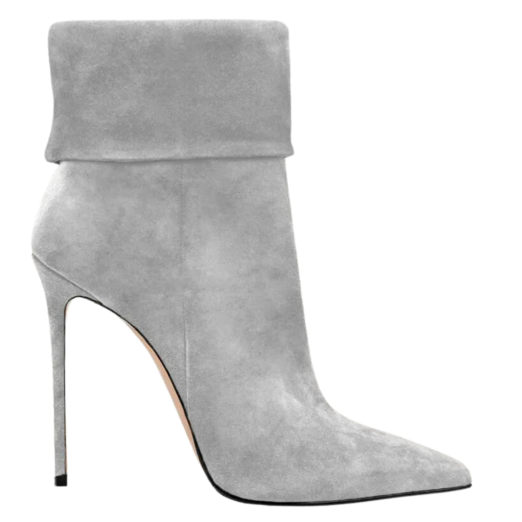 Step out in style with the trendy Grey Suede Pointed Toe Stiletto Ankle Boots. Save up to 50% off at Drestiny now! Shop Drestiny now and get Free Shipping, and we'll pay your taxes!